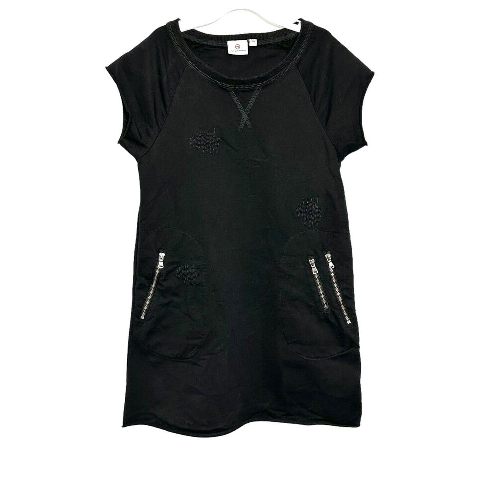 Adriano Goldschmied Girls Sz 6X Black Tunic Dress Kids Raw Hem Embroidered